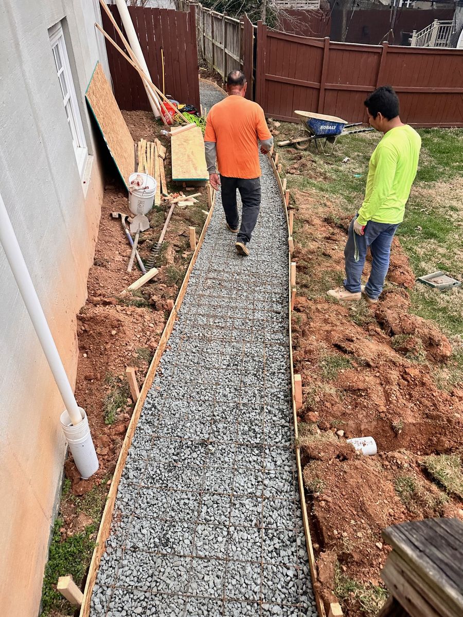 Concrete forms with rebar during site work